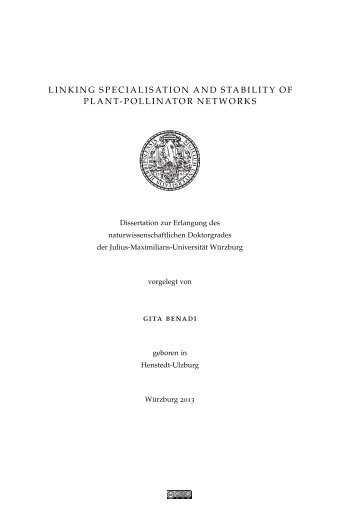 Linking Specialisation and Stability of Plant ... - OPUS Würzburg