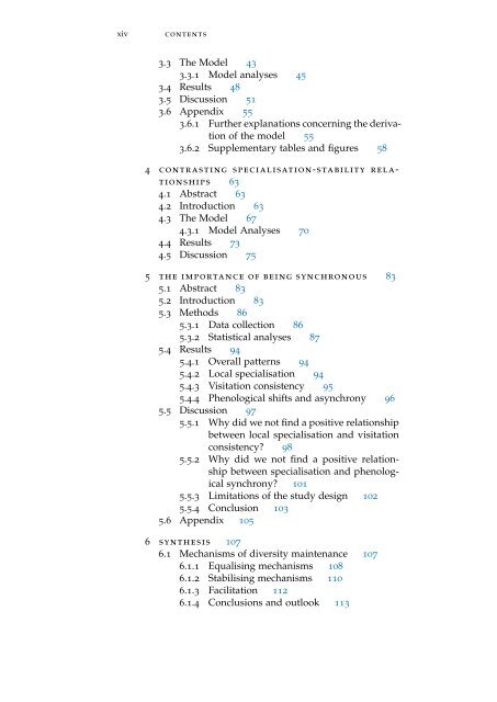 Linking Specialisation and Stability of Plant ... - OPUS Würzburg