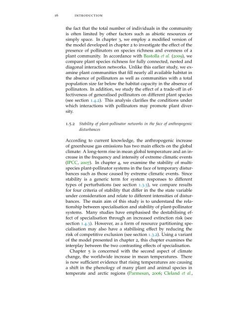 Linking Specialisation and Stability of Plant ... - OPUS Würzburg