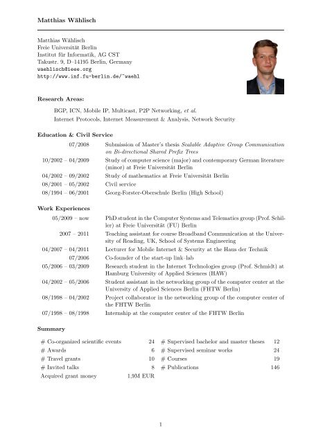 complete CV - Freie Universität Berlin