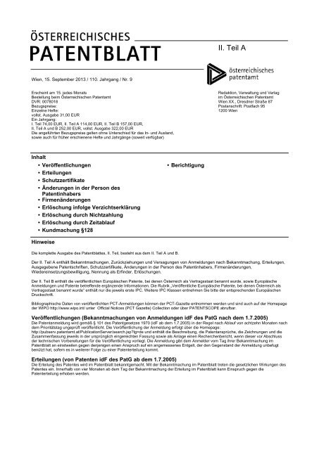 Patentblatt September 2013 Teil Ii Das Osterreichische Patentamt