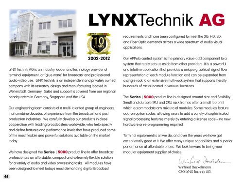 Download pdf file - LYNX Technik AG