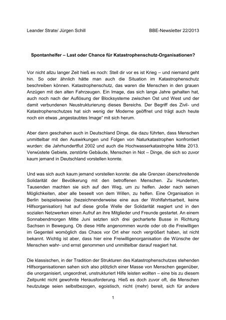 Spontanhelfer – Last oder Chance für Katastrophenschutz ...