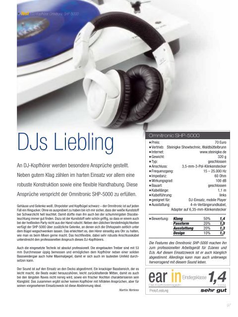 Ear IN Das Kopfhörermagazin - Januar/Februar 2014