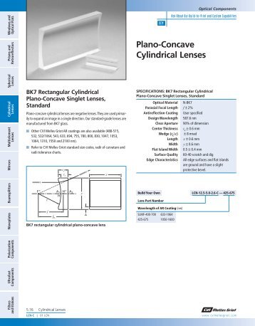 Plano-Concave Cylindrical Lenses - CVI Melles Griot