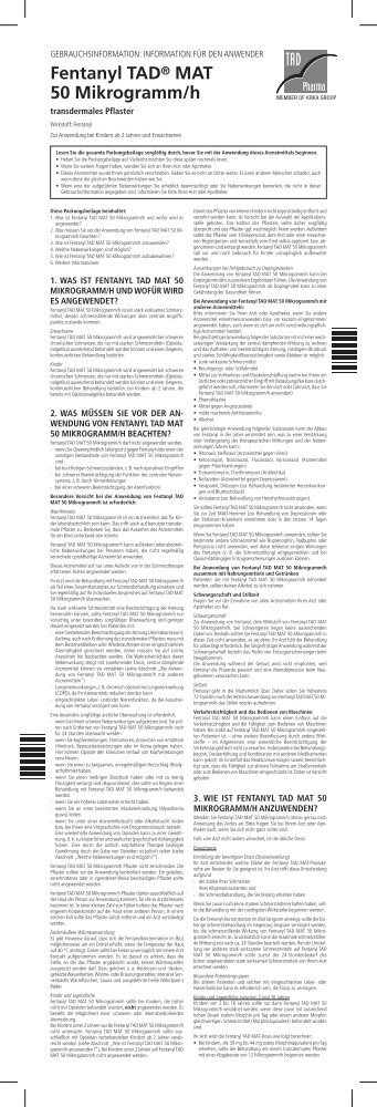 Fentanyl TAD® MAT 50 Mikrogramm/h - TAD Pharma GmbH