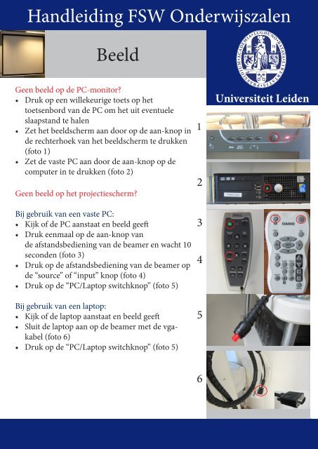 Handleiding FSW Onderwijszalen Beeld - Universiteit Leiden