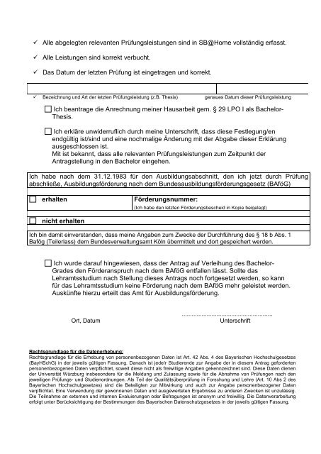 Formular / Antrag Anerkennung Leistungen für Bachelor (pdf)