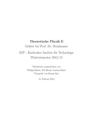 Quantenmechanik II - Fachschaft Physik - KIT