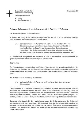 DS 35 Vorlage des Finanzausschusses und des ... - kirche-mv.de