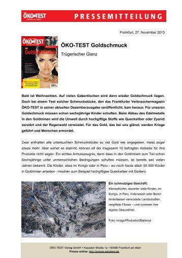 ÖKO-TEST Goldschmuck - Presse