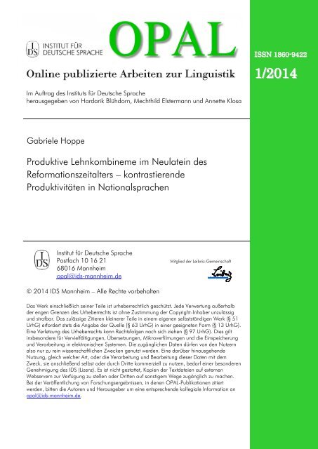 Diese Nummer Anzeigen Veroffentlichungen Des Ids Institut Fur