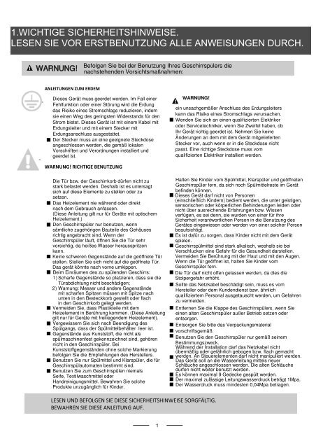 Bedienungsanleitung - Amica International GmbH