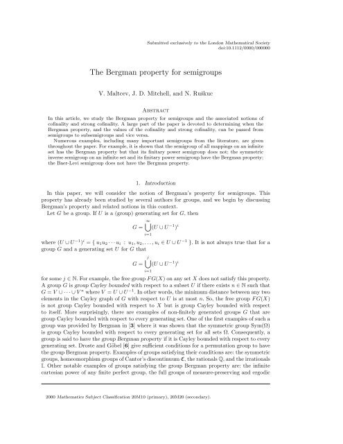 The Bergman property for semigroups
