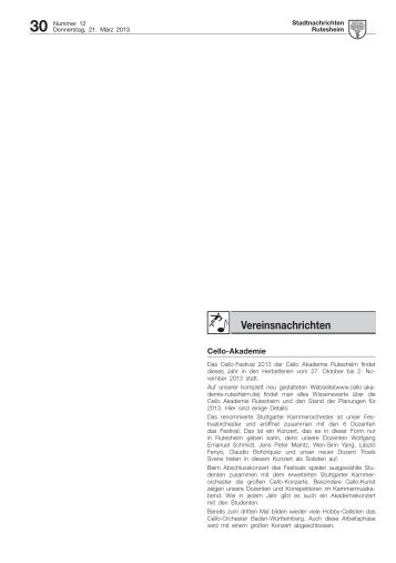 Ausgabe Nr. 12 vom 21. März 2013, Teil II - Rutesheim