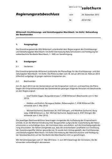 Regierungsratsbeschluss - Solothurnische Regierungsratsbeschlüsse