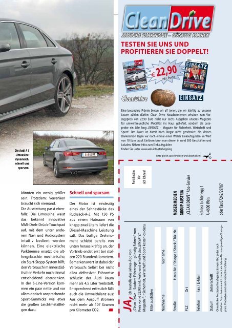 CLEAN DRIVE 1/2014 - Saubere Autos - günstig fahren