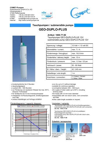 GEO-DUPLO-PLUS - COMET-PUMPEN Systemtechnik