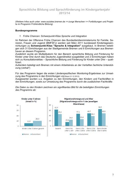 Sprachförderung im Kita-Jahr 2013-14 - Die Senatorin für Soziales ...