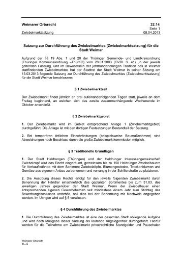 Zwiebelmarktsatzung - Stadt Weimar