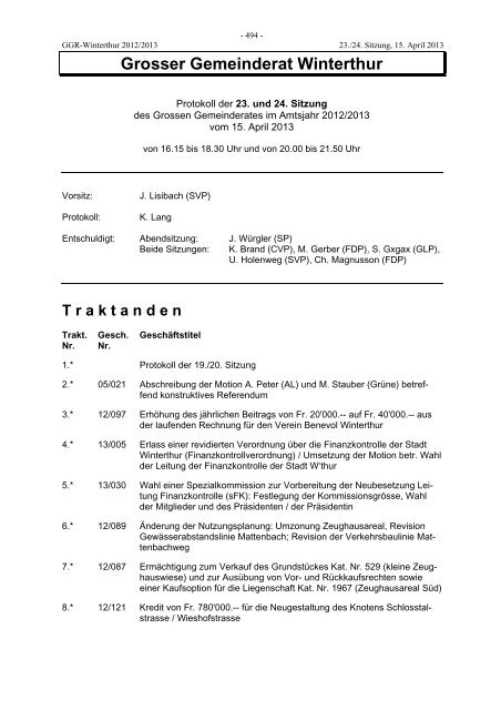 GGR-Protokoll vom 15. April 2013
