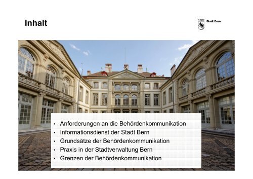 Referat von Walter Langenegger, Leiter Informationsdienst der Stadt ...