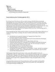 Ausschreibung - Stifterverband für die Deutsche Wissenschaft