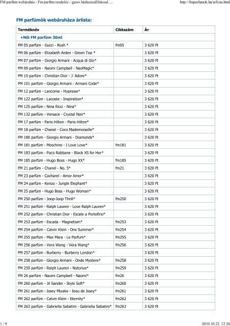 FM parfüm webáruház - Fm pa...