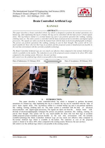 brain controlled artificial legs Free essay: brain controlled artificial legs abstract: this paper describes a brain controlled robotic leg which is designed to perform the normal operations. brain controlled artificial legs Free essay: brain controlled artificial legs abstract: this paper describes a brain controlled robotic leg which is designed to perform the normal operations.