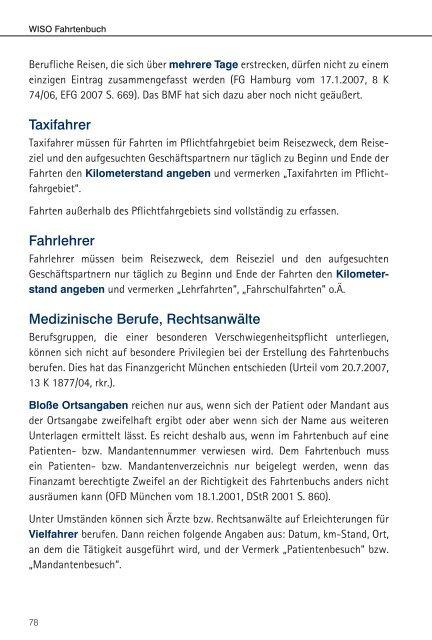 WISO Fahrtenbuch