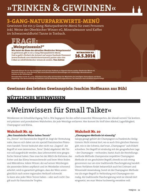 VERITAS - Das Genussmagazin / Ausgabe 11-2014