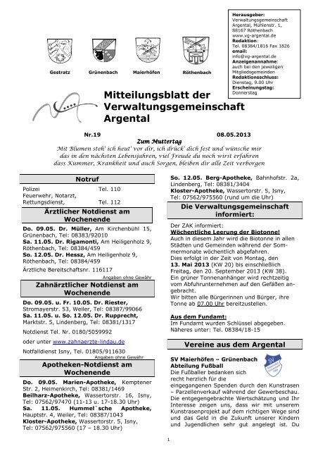 Mitteilungsblatt vom 08.05.2013.pdf - bei der ...