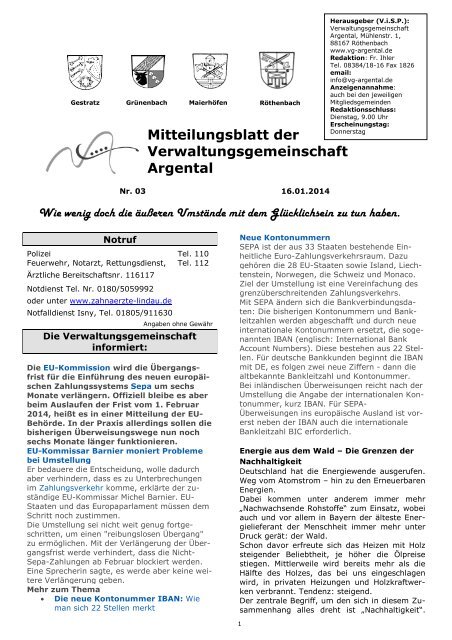 Mitteilungsblatt Nr. 03 vom 16.01.2014 - bei der ...