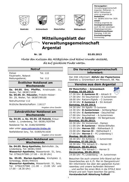 Mitteilungsblatt vom 02.05.2013.pdf - bei der ...