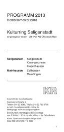 ProGrAMM 2013 Kulturring Seligenstadt - vhs Kreis Offenbach