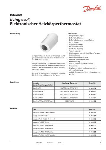 living eco®, Elektronischer Heizkörperthermostat - Danfoss Wärme ...