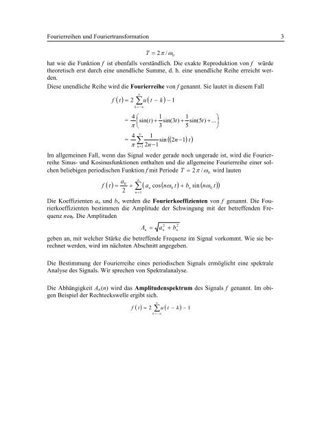 Fourierreihen und Fouriertransformation - Fachhochschule ...