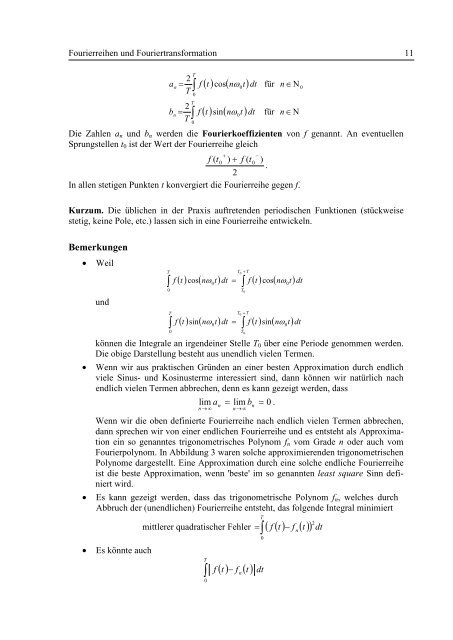 Fourierreihen und Fouriertransformation - Fachhochschule ...