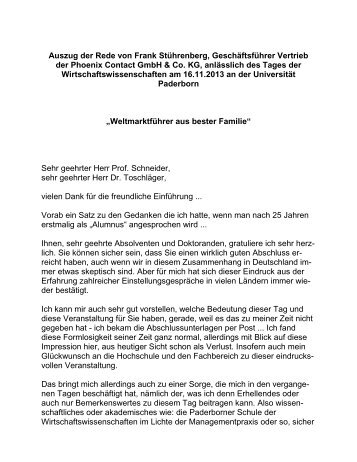 Weltmarktführer aus bester Familie - WiWi - Universität Paderborn