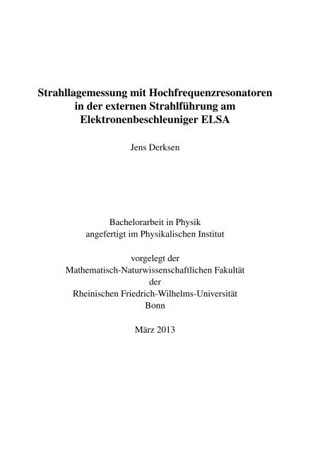 Strahllagemessung mit Hochfrequenzresonatoren in der ... - Elsa