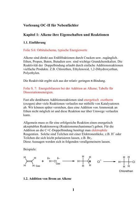 Alkene, Additionsreaktionen - Organische Chemie