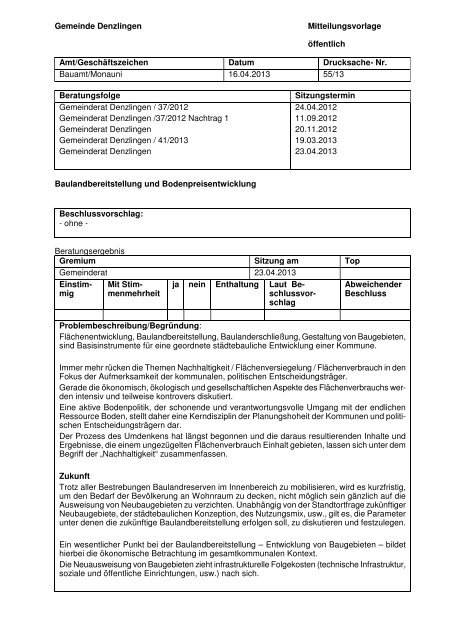 Nr. Bauamt/Monauni 16.04.2013 55/13 B - Gemeinde Denzlingen