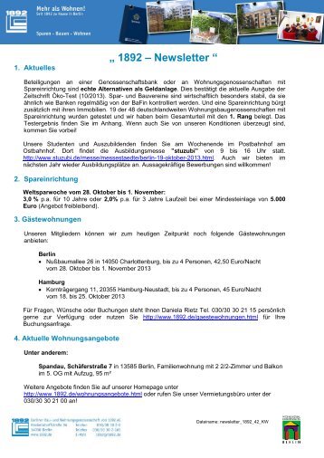 Newsletter +++ - Berliner Bau- und Wohnungsgenossenschaft von ...