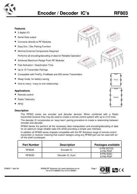 Encoder / Decoder IC's RF803