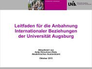 Anbahnung Internationaler Beziehungen an der Universität Augsburg