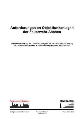 Anforderungen an Objektfunkanlagen - Stadt Aachen