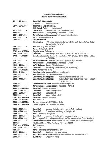 Veranstaltungen auf öffentlichen Plätzen in Aachen (PDF)