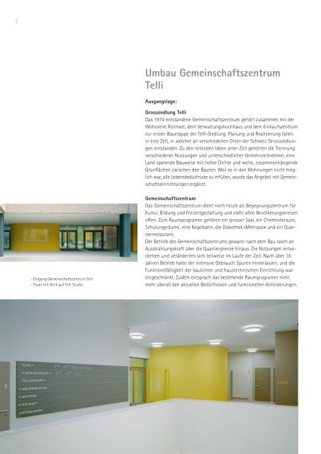 Gemeinschaftszentrum Telli: Umbau [PDF, 334 KB] - Aarau