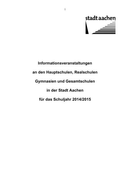 Informationsveranstaltungen an den Hauptschulen ... - Stadt Aachen