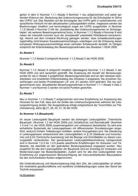 Bundesrats-Drucksache 334/13 zur HOAI 2013 vom 25.4.2013 mit ...